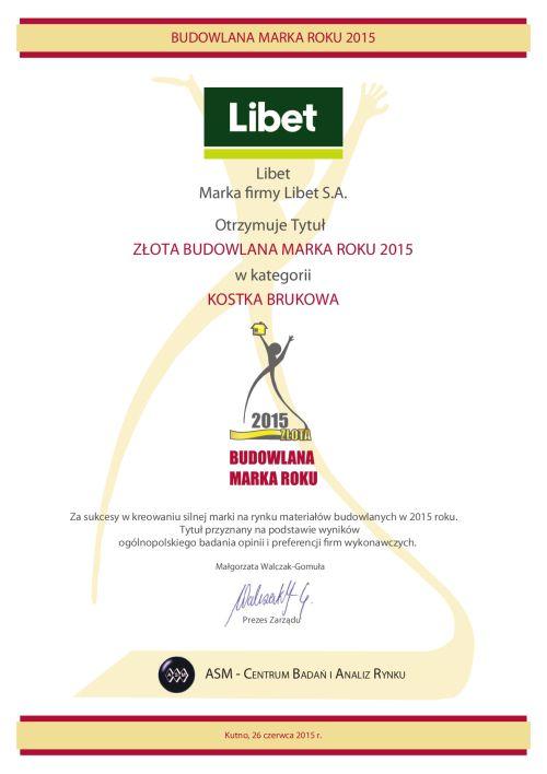 Libet z nagrodą Złota Budowlana Marka Roku 2015
