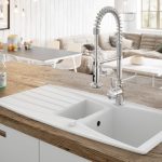 FERRO, Zlewozmywak półtorakomorowy 98x51 cm, biały MEZZO_Bateria zlewozmywakowa Savona