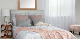 Dekoria.pl, komplet pościeli Marble, stolik pomocniczy Brass Copper