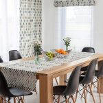 Dekoria.pl, roleta rzymska Duo, zasłony, bieżnik prostokątny, poszewka Kinga uszyte z tkanin z kolekcji Modern