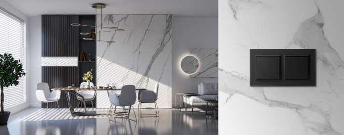 SONATA_14_ramka podwójna czarne szkło szronione_czarny klawisz